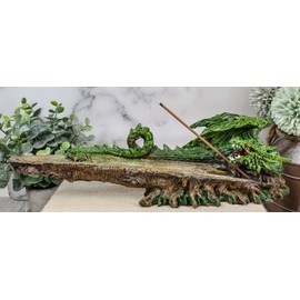 Ebros Gift Fantasy Myths and Legends Green Terra Earth Dryad Tree Greenman Dragon Incense Holder Burner Figurine 10.75" Long Alchemy and Magic Forest Serpent Monster