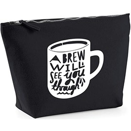 Hippowarehouse a brew will see you through printed make up cosmetic wash bag 18x19x9cm