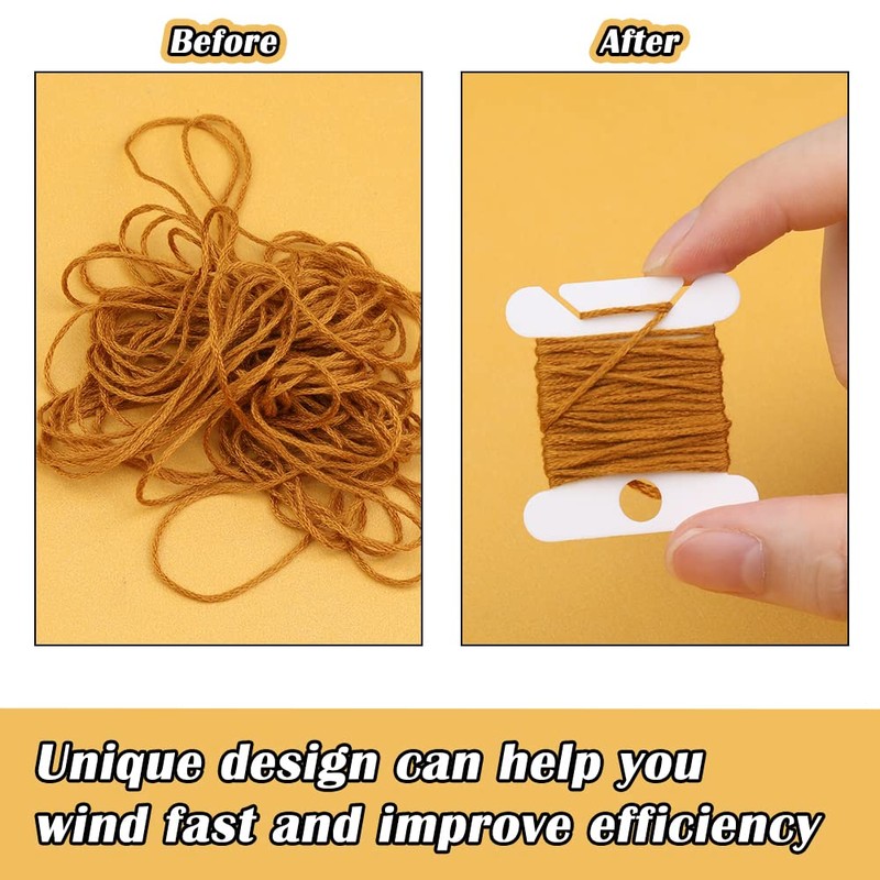 Plastic Floss Bobbins, 150 Plastic Bobbins(White), Embroidery Floss Cards for