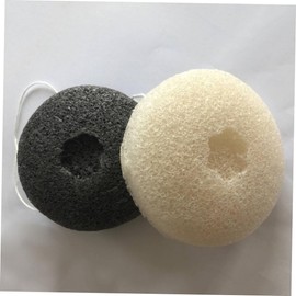 IWOWHERO Bamboo Charcoal Cleansing Sponge Biodegradable Facial Exfoliation for Deep Cleaning Gentle Skin for Makeup Removal and Foaming Facial Cleanser Beige