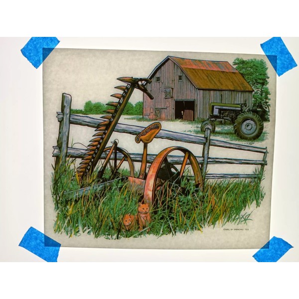 Springhill Authentic Vintage 90's Country Farm Tractor Kittens Heat Transfer