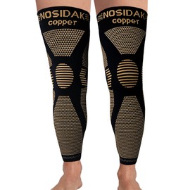 NOSIDAK Full Leg Compression Sleeve (Pair), Copper Knee Sleeves, Anti Slip Compression Stockings, Support for Thigh, Knee, Calf, Arthritis, 20-30mmHg Reduce Varicose Veins, Swelling for Men & Women
