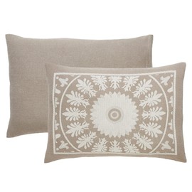 Superior Cotton Blend Bedspread 3-Piece Set, Light Weight Blanket, 2 Matching Pillow Shams, Oversized Bedding, Traditional Bedroom, Jacquard Medallion Decor, Kymbal Collection, Queen, Taupe