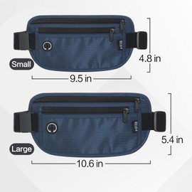 Slim RFID Blocking Money Belt for Travel - Anti-Theft Hidden Passport Holder Waist Wallet with Secure Pouch for Cash, Credit Cards & Phone Safe (Navy Blue)