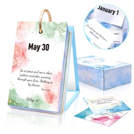 FindFunFine Motivational Inspirational Daily Calendar Watercolor Flip Calendar Office Supplies Decoration Desk Accessories Flip Desktop Calendar Positive Affirmation Cards Birthday Gifts 366 Pages