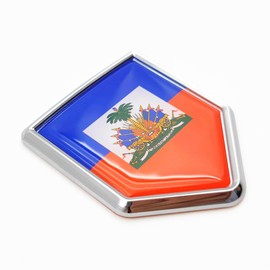 Overdecor Haiti Flag Decal Stickers Car Emblem Haitian Car Accessories Decorations Chrome Shield Flag Sticker Decals for Cars Truck Vehicles, 2 Pack