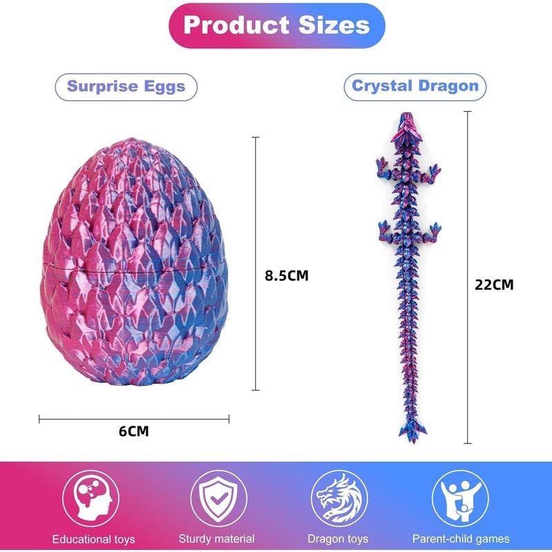 4PCS 3D Printed Dragon - Dragon Eggs with Inside -,