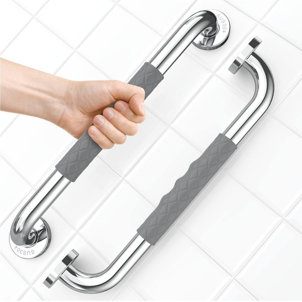 opove 16" Grab Bars for Shower and Bathroom, Anti-Slip Shower Handles for Elderly, Seniors, Handicap & Pregnant Women, Gray (2 Pack)