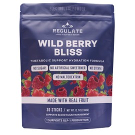 Regulate – Wild Berry Bliss Electrolyte Drink Mix | 30 Sticks | with Chromium & Electrolytes | Sweetened with Allulose & Monk Fruit | No Sugar, No Stevia | Vegan, Gluten-Free