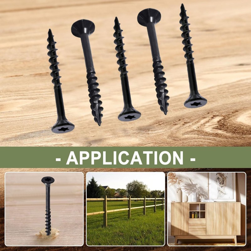Wavanta 50Pcs Decking Screws, 4.8 x 100mm Black Wood Screws,