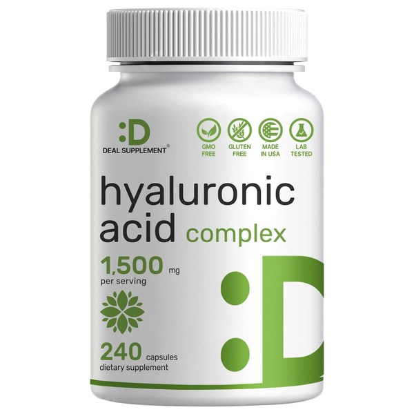 Hyaluronic Acid Supplements with MSM & Vitamin C – Pure 95% | Non-GMO + Plant Based HA – Supports Healthy Joints, Bones, Connective Tissue, & Skin Hydration – Max Strength Capsules