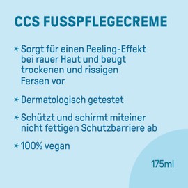 Professional Foot Cream for Cracked Heels and Very Dry Feet 175 ml - Foot Care Foot Cream with 10% Urea + Eucalyptus Oil - Moisturises + Softens Hard Skin with Calluses - Foot Care CCS