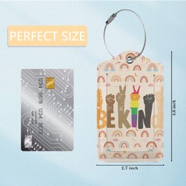 Be-Kind Rainbow Luggage Tags for Adults Teens,2 Pack Travel Bag Suitcase Labels with Stainless Steel Loop ID Tags Card Baggage Bag Label