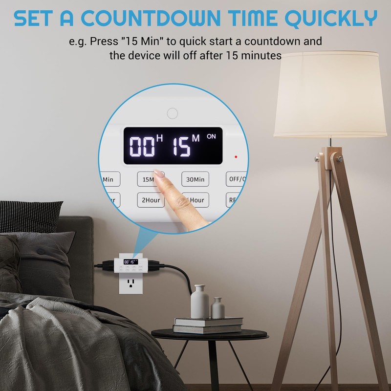 COKWEL Countdown Timer Outlet, Up to 99 Hours, Large Screen
