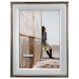 Malden International Designs 5294-57 Classic Silver Metal with Silver Beads 2-Tone Picture Frame, 5x7, Silver
