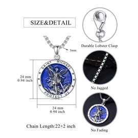 Shusukue St Michael/Benedict/Christoph/Gabriel/Guadalupe/Muerte/Virgin Mary Necklace 925 Sterling Silver Saint Patron Pendant Religious Jewellery Gifts for Men and Women, Sterling Silver, base