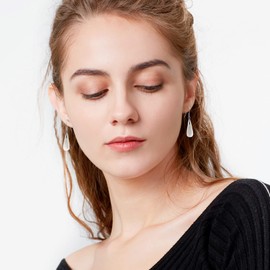 Natural White Opal Earrings, Teardrop Earrings for Women Cat's Eye Stone Silver Earrings Drop Dangle Earrings for Women Teen Girls (Cat's eye-White)