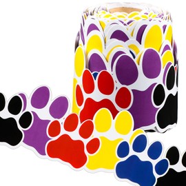Paw Print Border 68.9 Feet Bulletin Board Border with Butterflies, Flowers & Bees - Inspirational & Cute for Classroom Bulletin Boards & Chalkboard Wall Decor