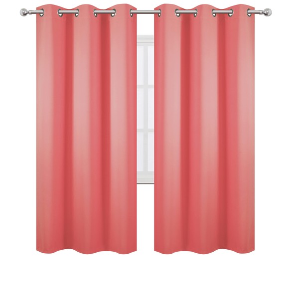 LEMOMO Coral Thermal Blackout Curtains/42 x 72 Inch/Set of 2 Panels Room Darkening Curtains for Bedroom