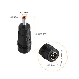 Rebower DC Male to Female Power Jack Connector Plug Adapter [for CCTV Home Security] - 3.5mm x 1.35mm to 5.5mm x 2.5mm / Black Red / 10Pcs
