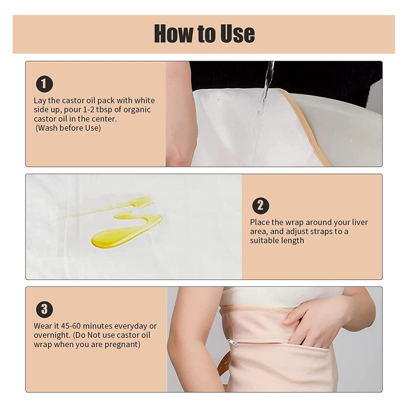 Waist Neck Castor Oil Wrap Reusable Washable Leakage Proof Soft