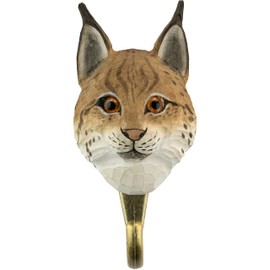 WILDLIFEGARDEN Wildlife Garden WG502 Lynx Hook - Hand Carved Animal Hook Made of Wood and Metal - European Animals Collection