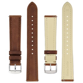 BISONSTRAP Extra Long Watch Bands 22mm, Leather Watch Straps for Men, XL Replacement Strap for Large Wrists,Toffee Brown (Silver Buckle)