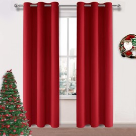 DWCN Red Blackout Curtains for Living Room, Christmas Curtains 84 Inch Length, Solid Room Darkening Curtains for Bedroom, Red Curtains Drapes for Windows - Red, W42 x L84 Inch, Set of 2