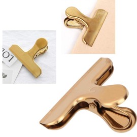 Zerodis Heavy Duty Binder Clip Large Metal Clip for Drawing Board Clip Vintage Retro Style Painting, Pictures, Photos Office Supplies(Golden T clip)