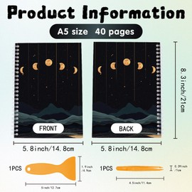craspire Reusable Sticker Book for Collecting with Tweezers and Scraper Blank Sticker Album Holder Notepads Labels 40 Sheets Separating Paper Moon Phase Mountain Cover Waterproof for Storage