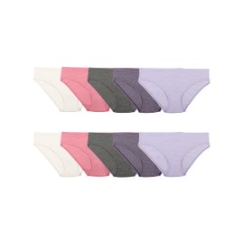Fruit of the Loom Women's Beyondsoft Underwear, Super Soft Designed with Comfort in Mind, Available in Plus Size, Bikini-Cotton Blend-10 Pack-Pink/Gray/Purple, 7