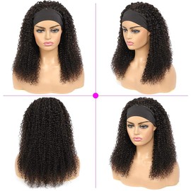 Headband Wig Brazilian Wigs For Black Women Human Hair Kinky Curly Wigs for Black Women Glueless None Lace Front Wig 150% Density Real Hair Wigs Human Hair
