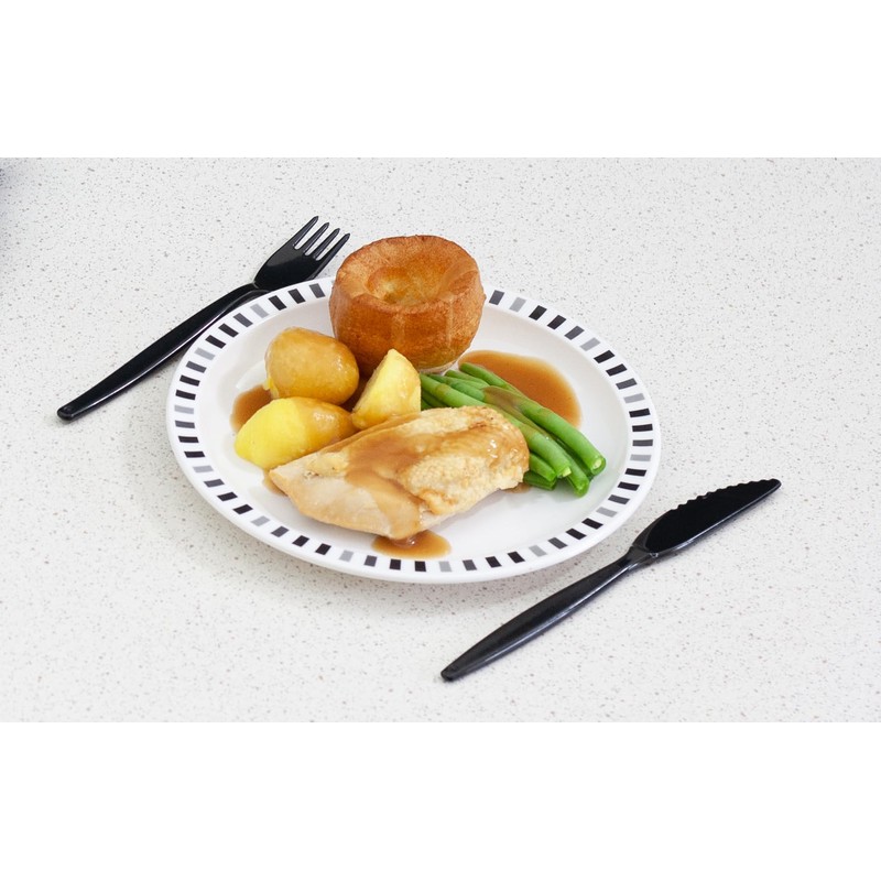 Harfield Black & Grey Stripes 23cm Patterned Plate - Pack