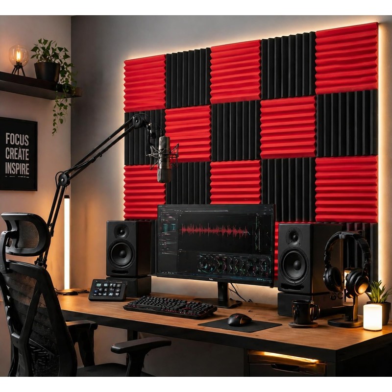 52 Pack Black red 1" x 12" x 12" Acoustic