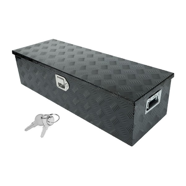 LucaSng 39"X13"X10" Black Aluminum Heavy Duty Pick Up Truck Bed Tool Box Trailer Storage Box w/Lock & Keys
