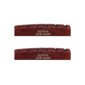 Guyker Acoustic Guitar Bone Nut - 6 String Red Flat Bottom Pre-Slotted Bone Nuts Replacement Parts Accessories for Acoustic Folk Guitar 2 Piece, 44x6x9mm ATR-4469