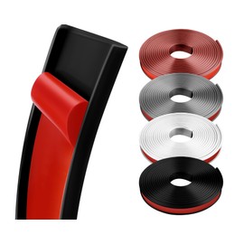 U-Shape Flexible Edge Protector Banding, 0.6" x 20ft Self Adhesive Veneer Edging Trim for Desk, Cabinet, Table, Shelves - Furniture Restoration, Decorative TPE Edge Strip (Black)