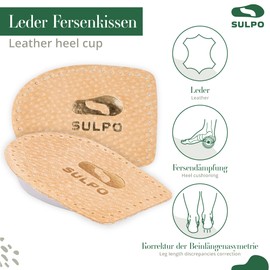 SULPO Leder Fersenkissen mit Latexschaum Fersenpolster Einlage / 2 Paare/Beige / 35-46 (35-41)