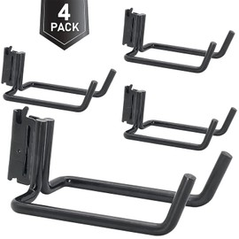 4 Pack E-Track Heavy Duty Shovel Hanger for Store Long Handled Tools,Large Steel Tool Double J Hook, Tool Hanger | E Track Accessories for Enclosed Trailer or Trucks（Black）