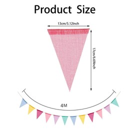 60Pcs Flags Multicolor Pennant Banner, Imitated Linen Burlap Bunting Supplies for Birthday Party Wedding Home Festival Decorations