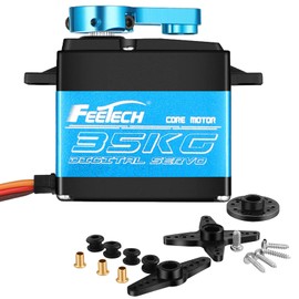 FEETECH 35KG Servo Motor 7.4V High Voltage Waterproof High Torque RC Servo Full Metal Gear Digital Servo, Aluminum Case, Control Angle 180° for 1/8 1/10 RC Cars, TRAXXS x4, Baja, RC4WD, GTR and More