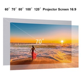 70-inch Portable Projector Screen HD 16:9 Frameless Video Projection Screen Foldable Wall Mounted for Home Theater Office Movies