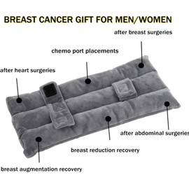 Seat Belt Pillow for Mastectomy Post-Surgery, Heart Surgery Recovery Support Cushion for Chest Chemo Port Pacemaker Bypass Hysterectomy Recovery Pillow (Gray)