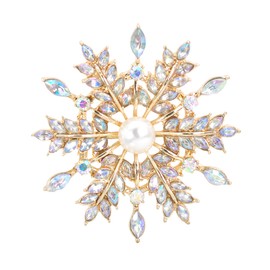 Gyn&Joy Crystal Winter Snowflake Brooch pins for Women, crystal, crystal