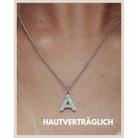 GD Good.designs Est. 2015 Necklace with Silver Letter, I Initial, Waterproof, Skin-Friendly Necklace for Women with A-Z Pendant, Letter Necklace, Stainless Steel