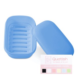 Quatish Leakproof Soap Holder 1 Pack, Travel Soap Container with Lid, Travel Size Toiletries, Portable Bar Soap Holder, Soap Box, Soap Dish for Traveling, Camping, Gym, Bathroom, Denimblue