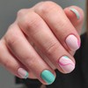 French Tip Press on Nails Short Pink Swirls Fake Nails