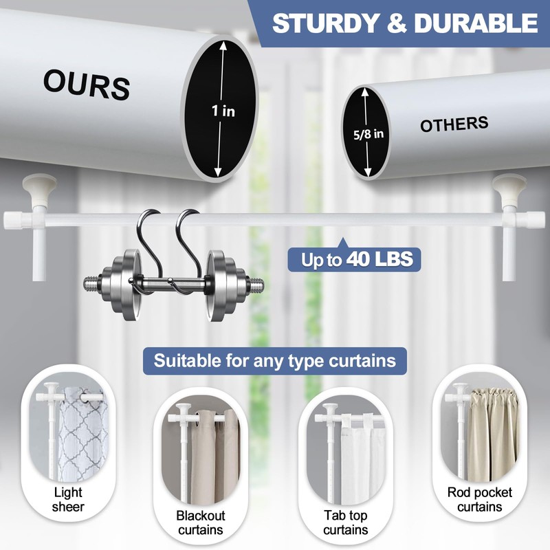 Room Divider, No Drilling Curtain Rod for Room Separation, 4-10ft