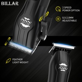 BILLAR Professional Barber Clippers and Trimmer Set - Foil Shaver Professional Hair Clippers for Men, Mens Cordless Hair Clipper for Barbers Haircut Kit（Black）