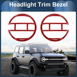 INFINAUTO Headlight Trim Bezel Headlamp Bezel Headlight Cover Decor for Ford Bronco 2021-2024 Red ABS 1 Pair Front Left,Front Right Car